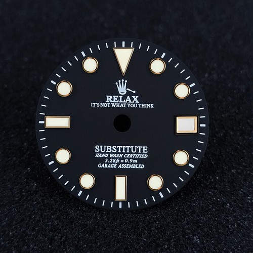Relax Dial 28.5mm matte black dial for NH34 movement SKX007 BGW9 C3 lume - Picture 2 of 9