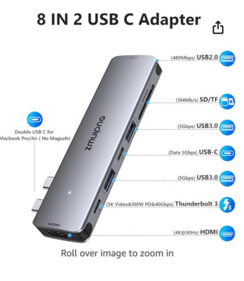 SATECHI Type-C Pro Hub Adapter mit USB-C PD 4K HDMI USB-C Daten NEU in OVP