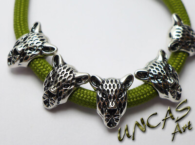 Leopard Raubkatze Großlochperle Metall Beads Paracord Lanyard Schmuck DIY