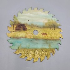 Decorative 7 Inch Hand Painted Circular Saw Blade With Country Scene