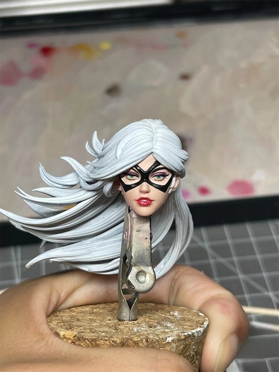 1/12 Painted Black Cat Felicia Hardy Head Carved Fit 6'' ML Action