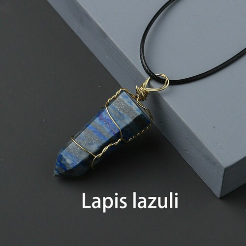 Natural Hexagonal Crystal Quartz Point Pendant Wire Wrap Stone Wand Necklace - Picture 26 of 38