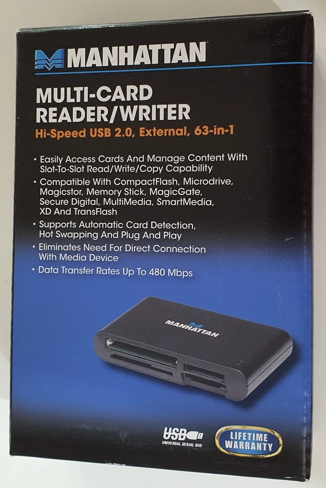 Manhattan - USB 2.0 External Multi-Card Reader & Writer, 63-in-1 - Immagine 2 di 4