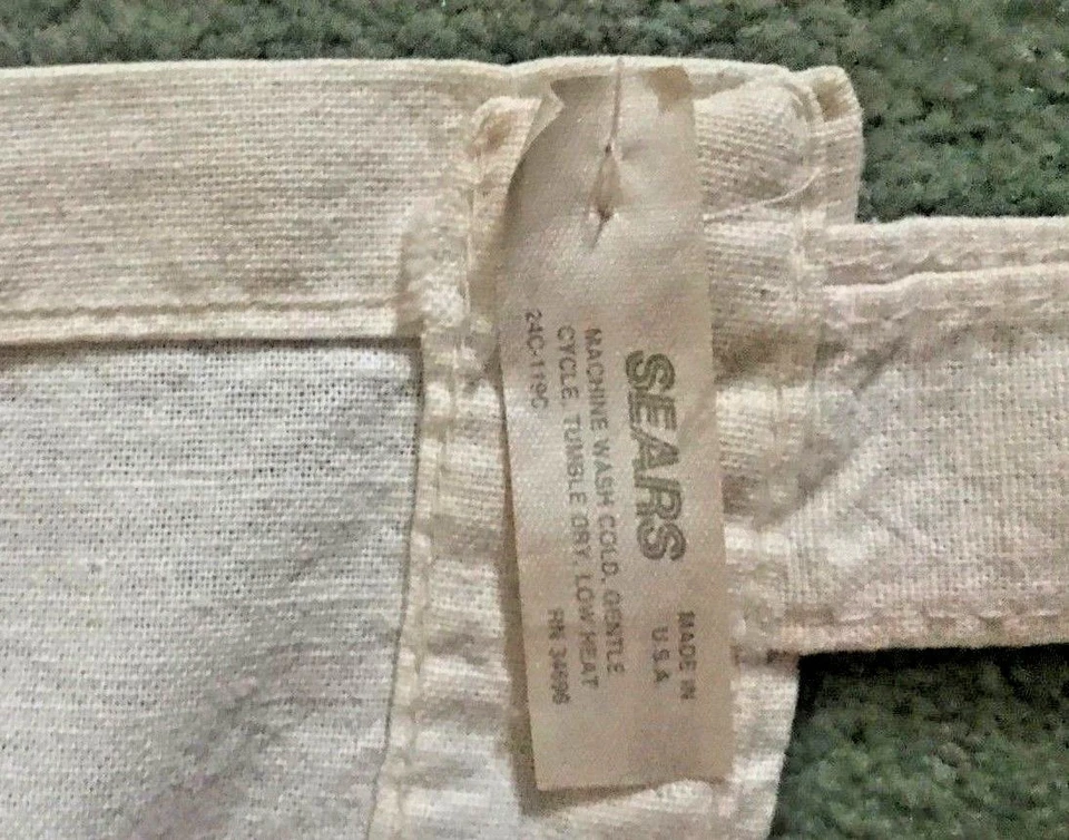 Sears Tabbed Curtain Valance, Cream or Light Beige, For Patio Door,72” W x 14” H - Image 3 of 4