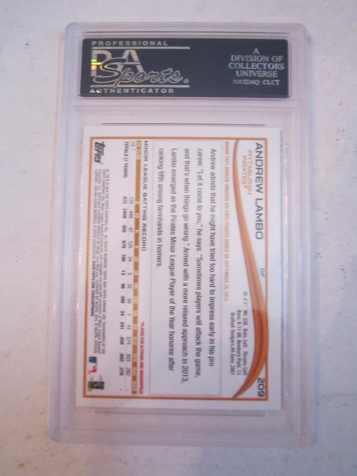 2014 ANDREW LAMBO #209 CHROME BASEBALL CARD - PSA GRADED 8 NM MINT - BN20 - Image 2 of 2