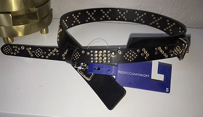 NWT REBECCA MINKOFF WAIST BELT GEOMETRIC GOLD STUDDED BLACK  display picture 1