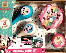 Disney Junior Minnie Musical Band Set First Act Tambourine Maracas Castanet -New