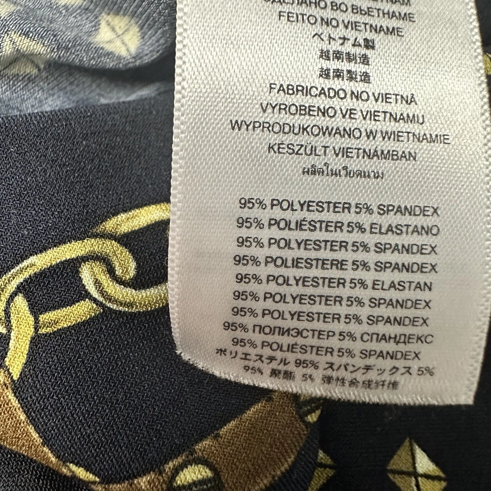 Abito tunica Michael Kors nero oro motivo geometrico piccolo manica lunga elasticizzato