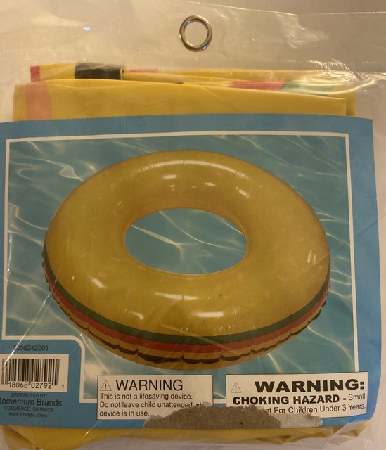 Hello Summer Pool Swim Ring Float. Inflated Size 33.5in x 8.3 in. Open