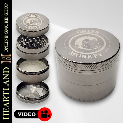 2'' Grinder 50mm Zinc Metal 4 Piece Herb Spice Crusher | Green Monkey