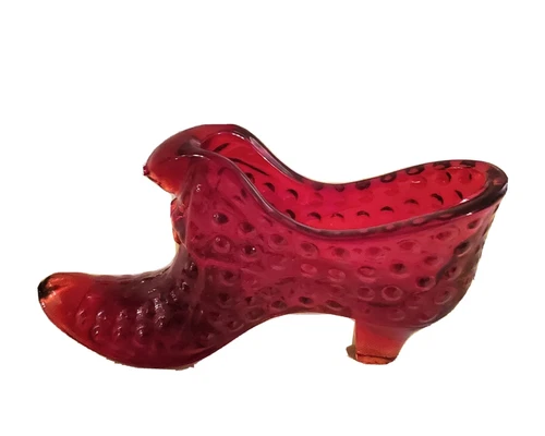 Fenton Red Glass Shoe