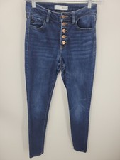 KanCan Jeans Womens 3/25 Dark Wash Exposed Button Fly Stretch Blue Denim Curvy