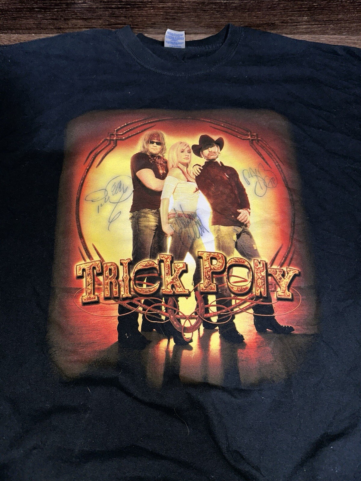 T shirt vintage Trick Pony Band Tour adulto XL nera Y2K musica country firmata NO COA