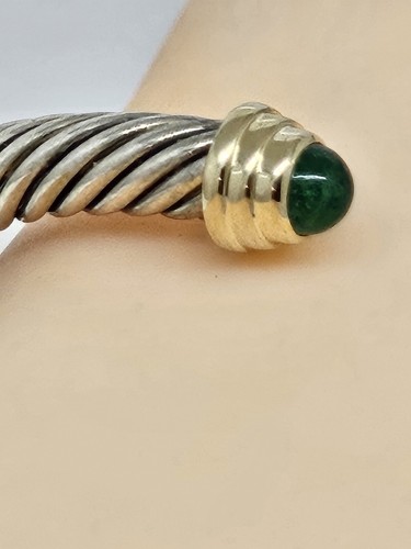 David Yurman Cuff bangle , 14k Yellow Gold Top, Emerald, Kids Size - 第 4/11 張圖片