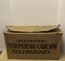 ANTIQUE STROMBERG-CARLSON OAK WALL TELEPHONE TYPE 896 CARDBOARD SHIPPING BOX