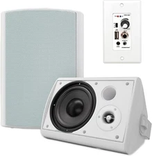 6.5" Outdoor Bluetooth Speakers + In-Wall Amplifier Volume Control  Kit 400W