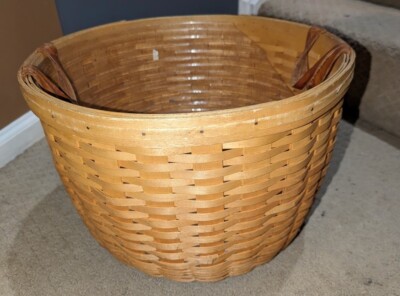 1998 Longaberger Hostess Corn Double Leather Handle Basket | eBay