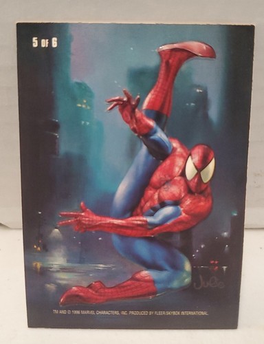 1996 Marvel Masterpieces Double Impact Chase card 5 of 6. Storm/Spider-Man HTF - Picture 2 of 2