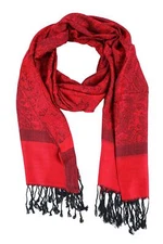 Paisley Jacquard Pashmina Shawl Wrap Scarf Stole ..red-black018-35