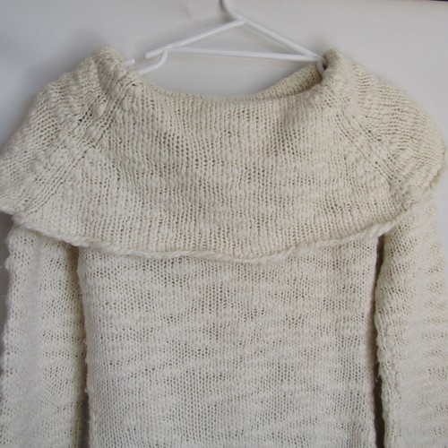 Sussan S Cream Chunky Knit Jumper Wool Blend Large Shawl Collar Long Sleeve - Picture 6 of 13