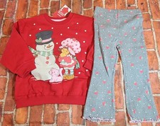Strawberry Shortcake Girls Outfit Set Christmas Snowman Kitty Nwt Sz 3T