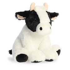 Aurora - 13" Black  White Cow Cuddly Stuffed Animal