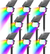VOLISUN Solar Landscape Spotlights Adjustable Outdoor, 8 Pack, Multicolor