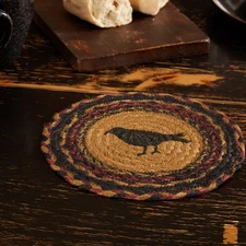 Trivet Heritage Farms Jute Primitive 8in Crow Braided Table Decor VHC Brands