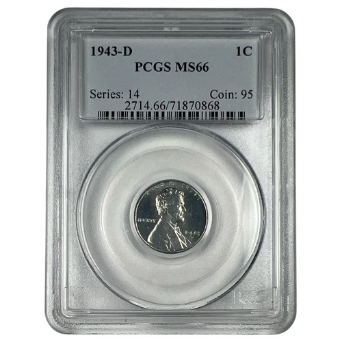 1943-D  1C  Lincoln Wheat One Cent  PCGS MS66 NA180