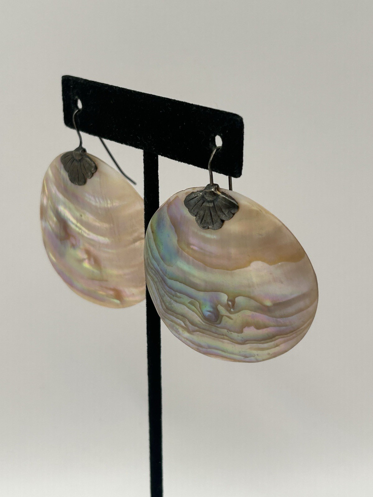 Sterling Silver Abalone Shell Dangle Earrings Vin… - image 4