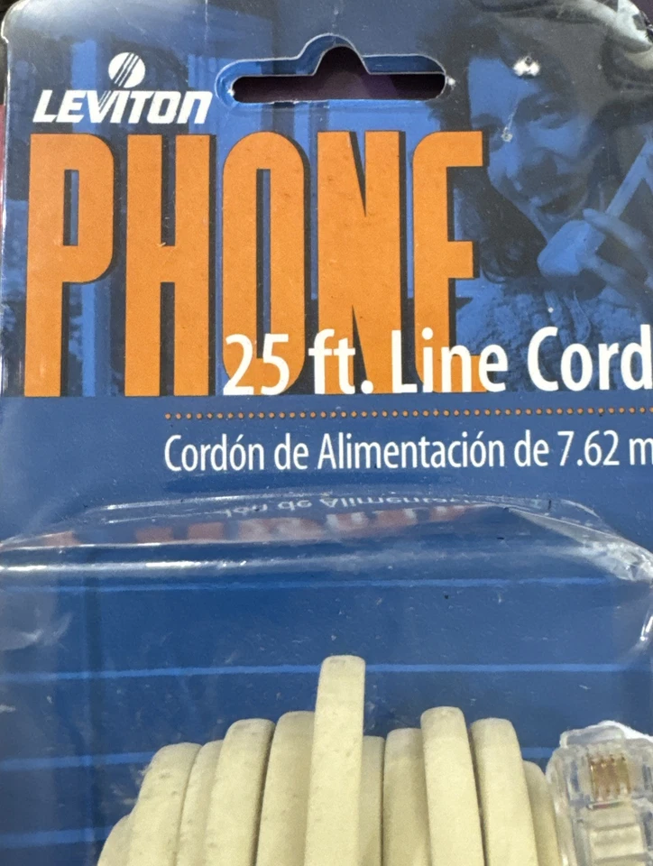 25-Ft Flat Wire Phone Line Cord with Modular Plugs - Ivory (C2413-25I) - Image 2 of 4