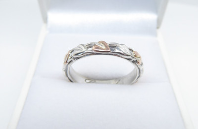 Clogau Ring Gold, Silber & 9 kt Rotgold Lebensbaum Cariad Größe O.