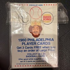 1980 TOPPS BURGER KING PHILADELPHIA PHILLIES L/E COMPLETE TEAM SET. 1980 CHAMPS