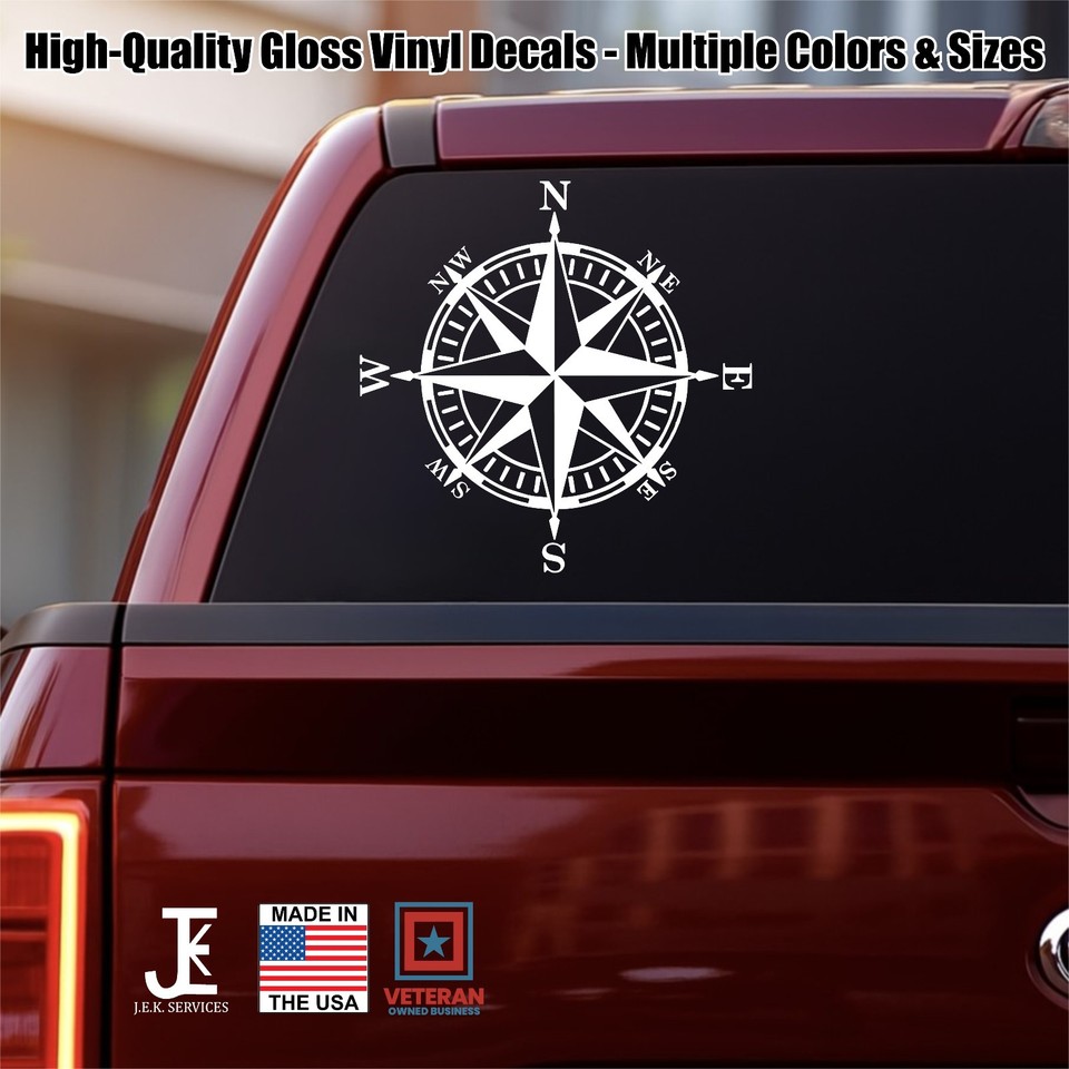 Compass Sailing Racing Sticker Nautical Star Vinyl Decal – Compass Rose Sticker for Cars, Trucks ...