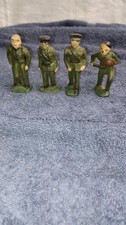 Vintage Lead Toy Soldiers Lot of 4 WWII Era Unmarked Solid Cast Metal