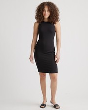 Quince Tencel Rib Knit Sleeveless Mini Dress Black Basic Sleeved M