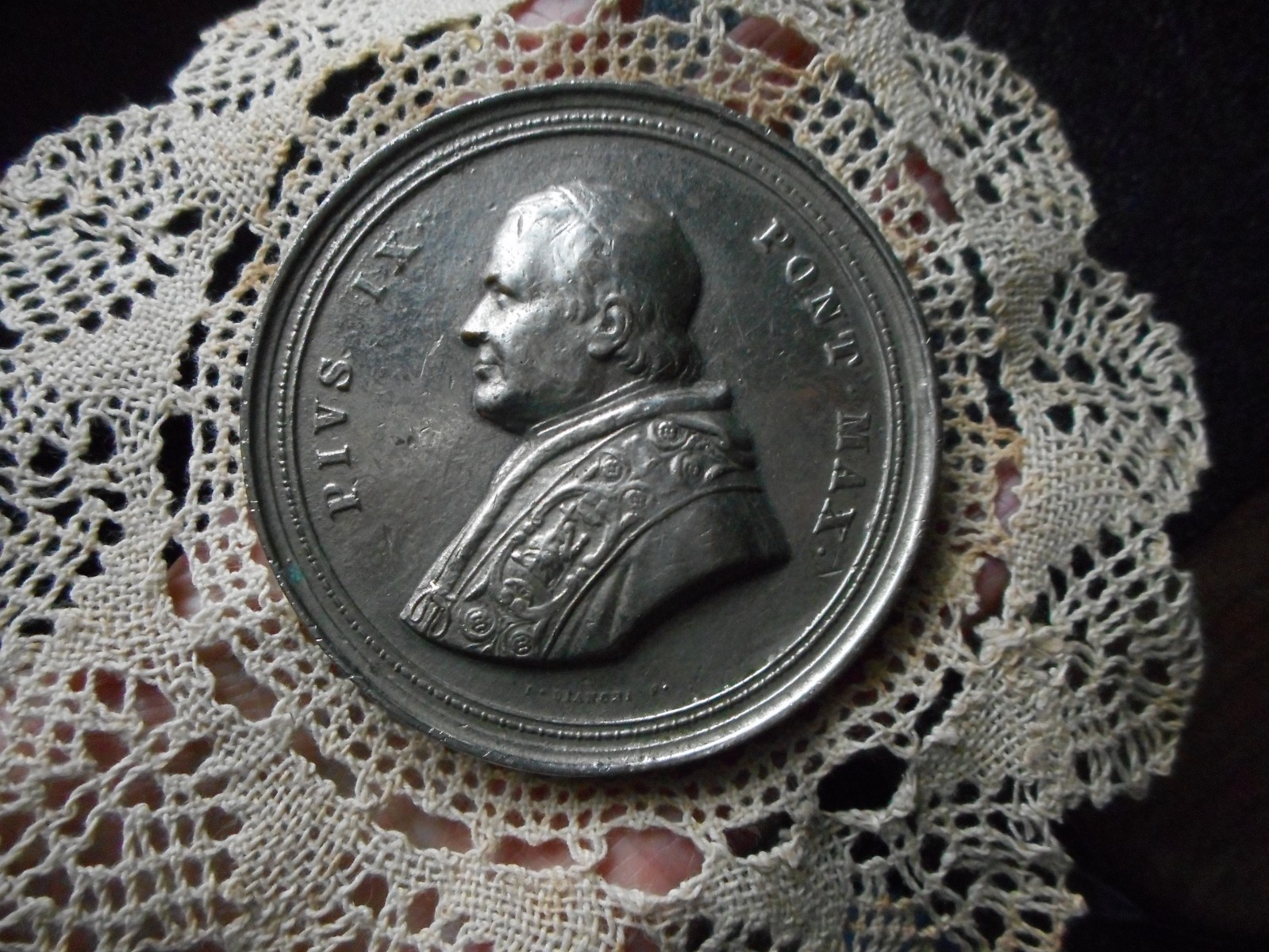 1854 POPE PIUS IX MEDAL/ REBUILDING OF BASILICA ST. PAUL/82mm/BIANCHI