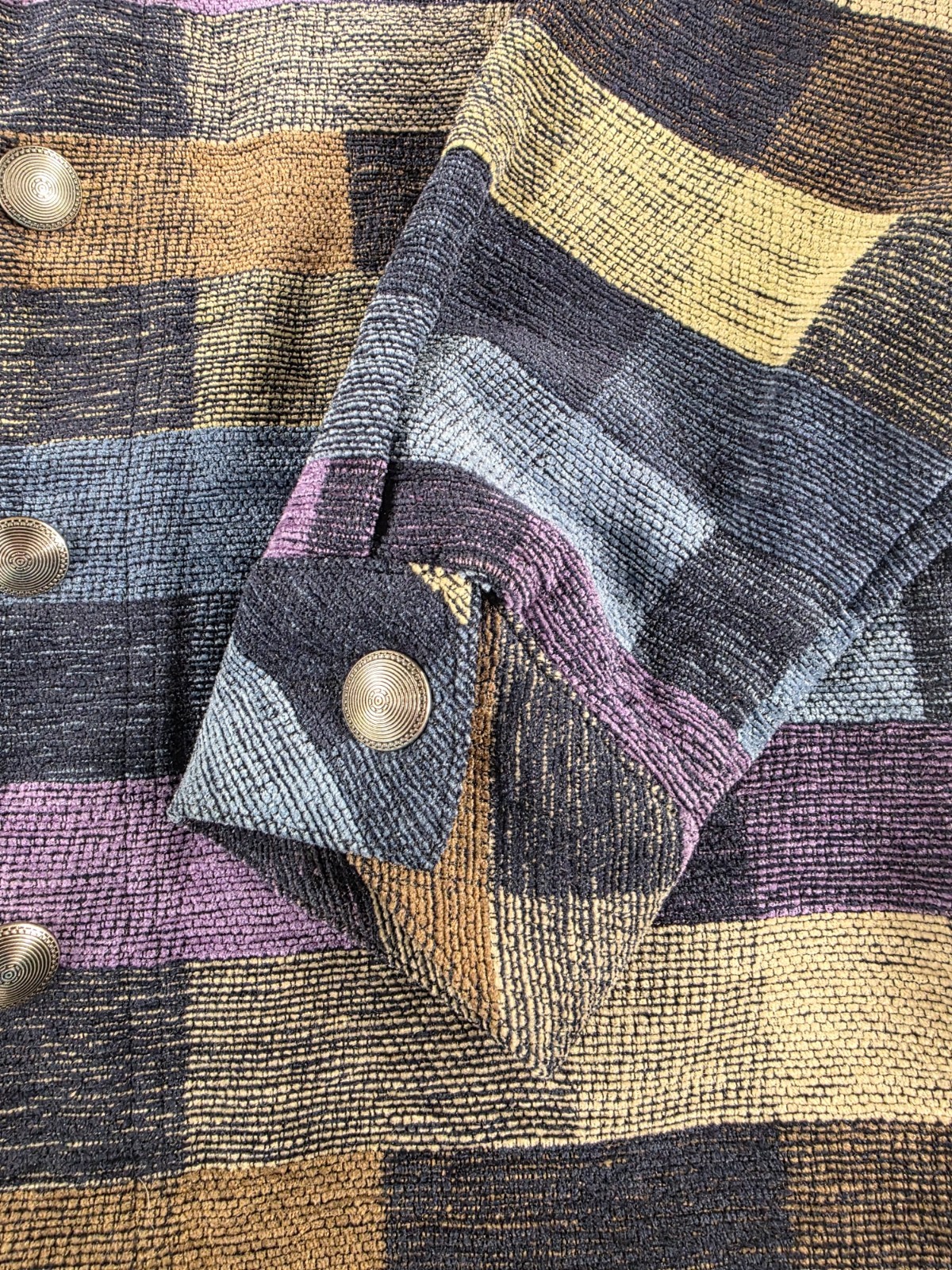 Womans Patchwork Multicolor Block Print Button Fr… - image 3