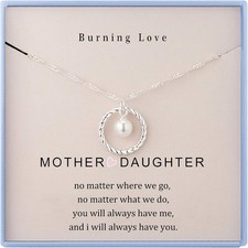 Burning Love Mother Daughter Necklace Gifts for Mom from Daughter Sterling Silve