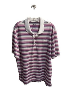 Adidas Kaanapali Golf Climacool Striped Polo Shirt Size L