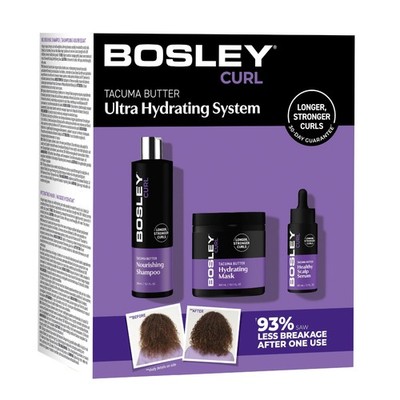 Bosley Curl Ultra Hydrating System   3-Step Anti-Thinning Regimen with Shampo...