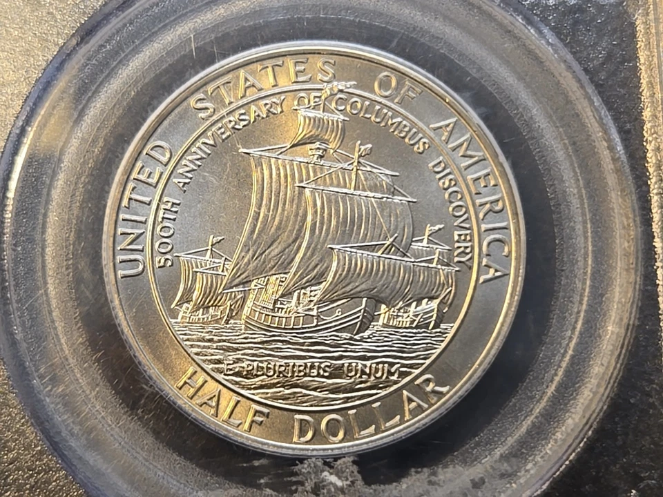 1992-D COLUMBUS  50c PCGS MS 68 MS68 Modern Commemorative Half Dollar CLAD UNC - Image 3 of 4