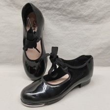 Capezio Girls Youth Size 12.5 Black Tap Dance Shoes GUC