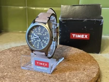 Timex Expedition Scout 40 Brown/Gray Leather Strap Watch Men’s TW4B01700 NOB