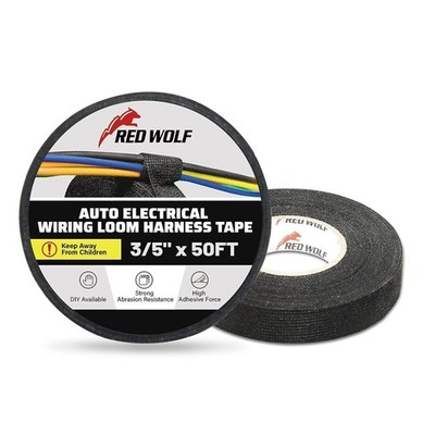 High Temp Wire Harness Tape Self Adhesive Cloth Automotive Tape 3/5'' x50FT 2x