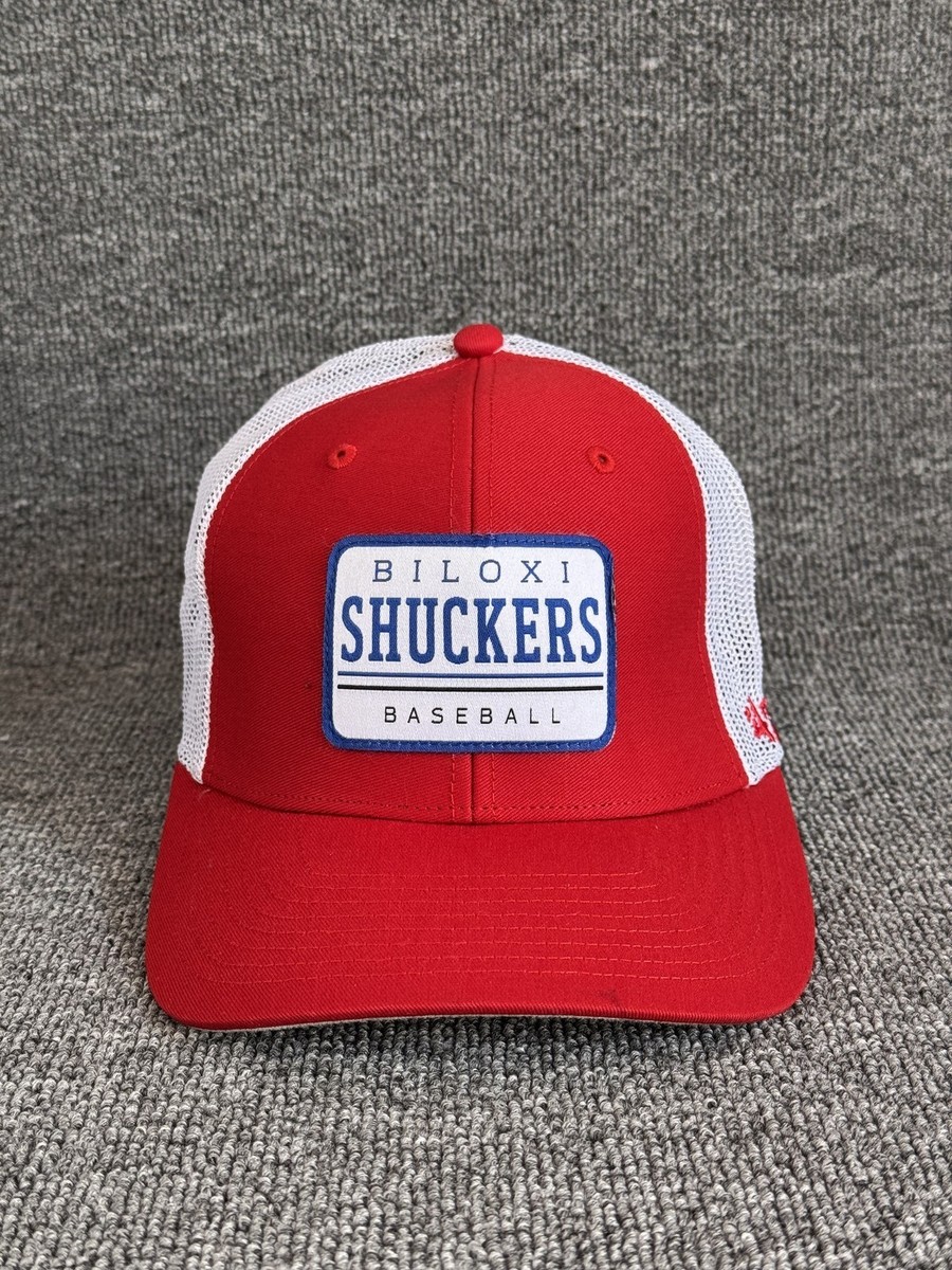 '47 Brand Biloxi Shuckers Trucker Snapback Red White Hat Mesh Back