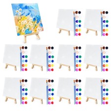 10 Set Mini Acrylic Paint Set, Mini Canvas Painting Kit, Small Canvas with Ea...