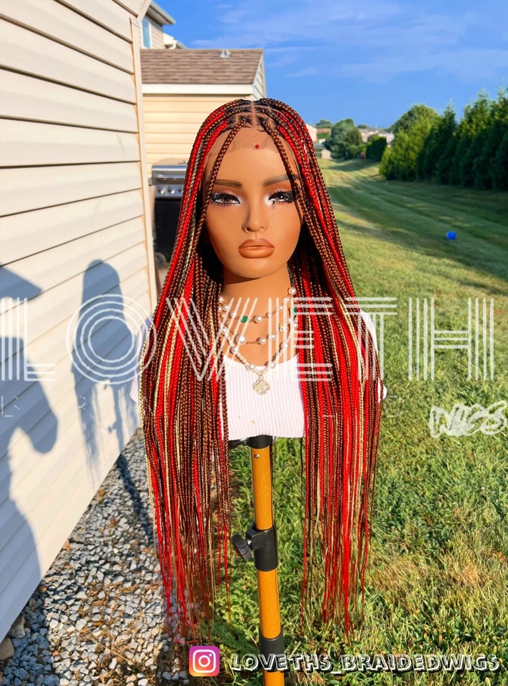 Ships next day(2days SHIPPING)Brown Full lace Braided wig, knotless braids - Image 4 of 4