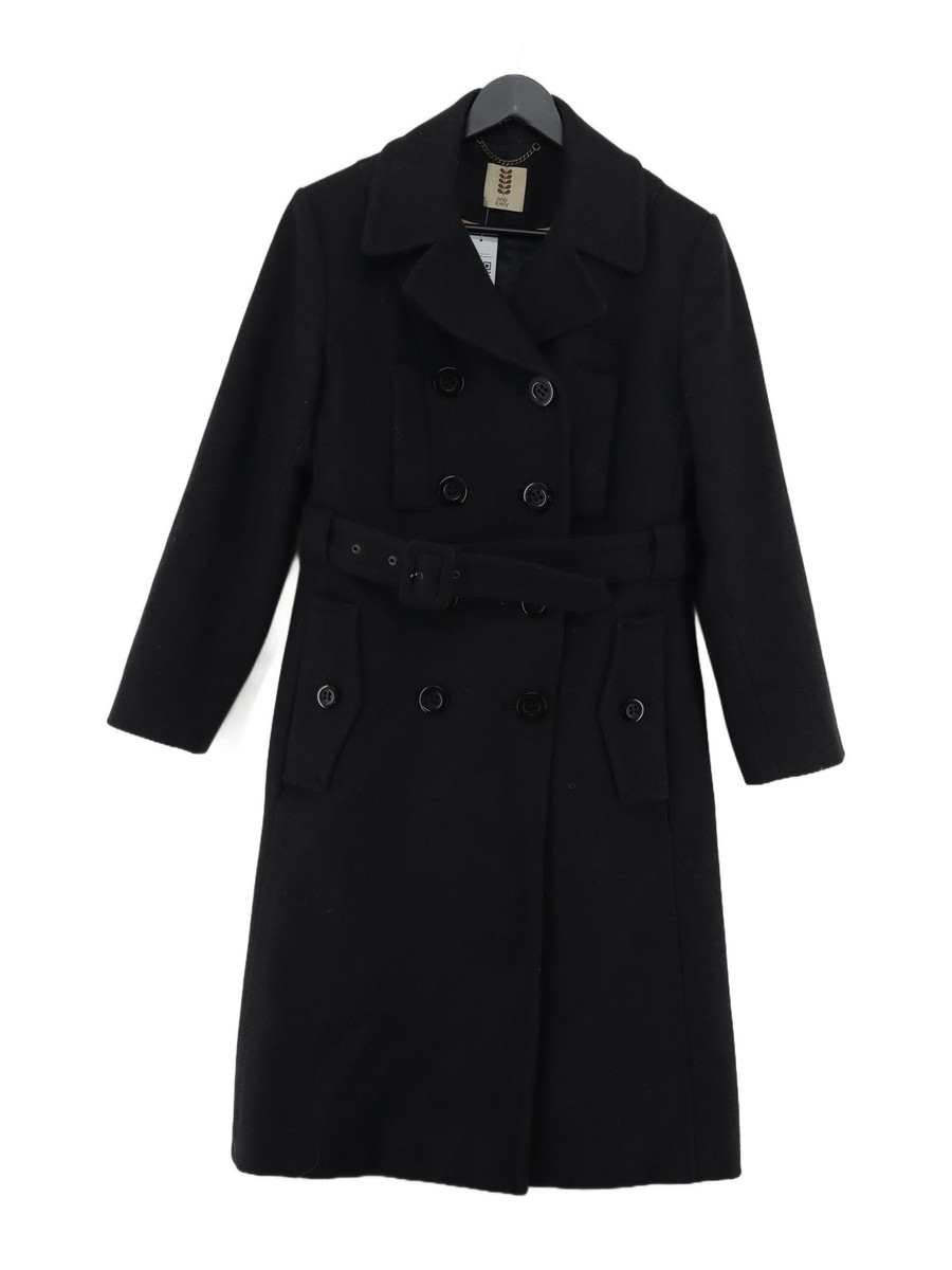 Orla Kiely Women's Coat UK 10 Black Wool with Polyester, Nylon