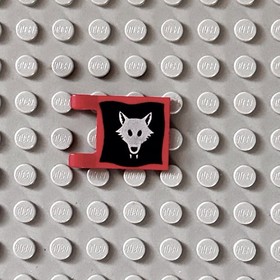 Lego Red Flag Silver Wolfpack 2x2 Castle #2335p44 Square